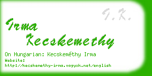 irma kecskemethy business card