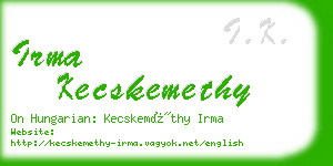 irma kecskemethy business card